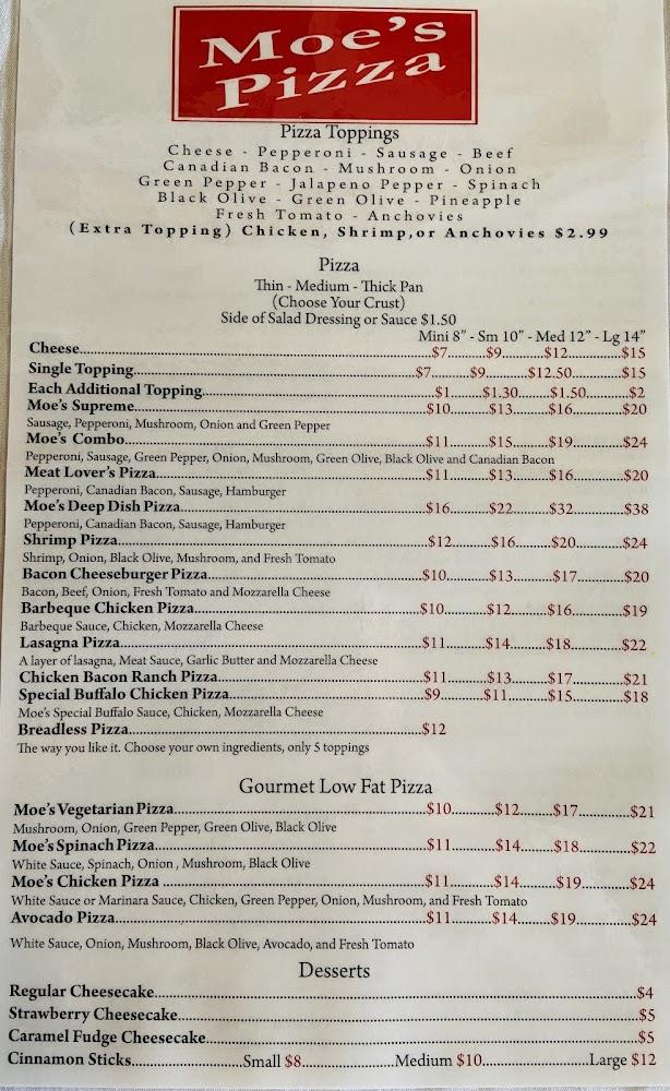 Moe's Pizza Liberty City, Texas Menu image 1